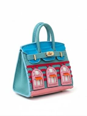 Bag Charm AirPods Case - Pink And Light Blue